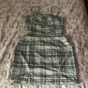 Two piece crop top and skirt set